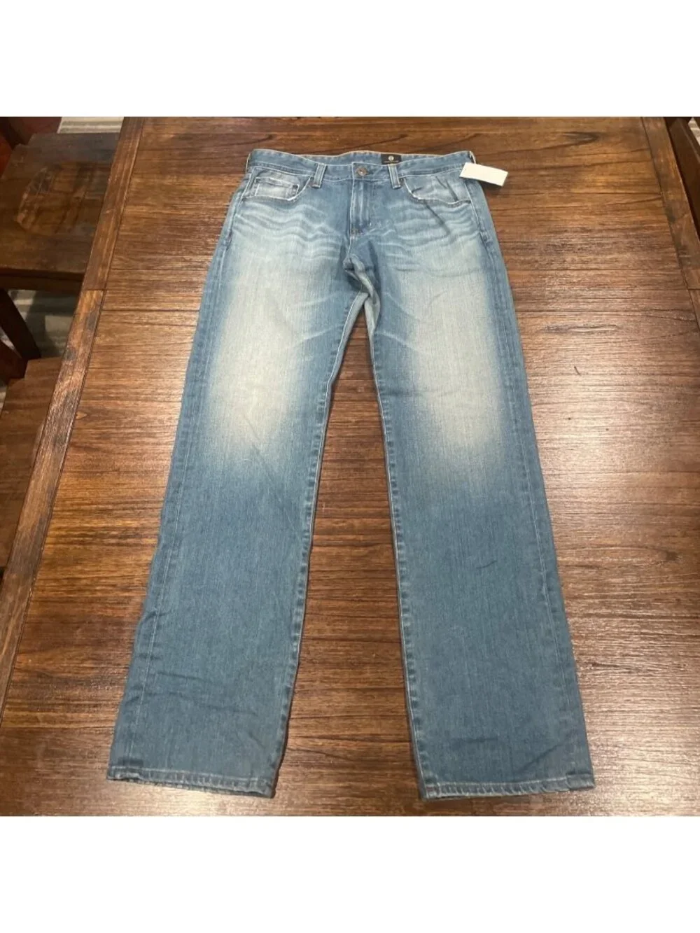 AG Straight Leg Jean Men's 32x33 Medium Wash Stretch Distressed Casual Faded